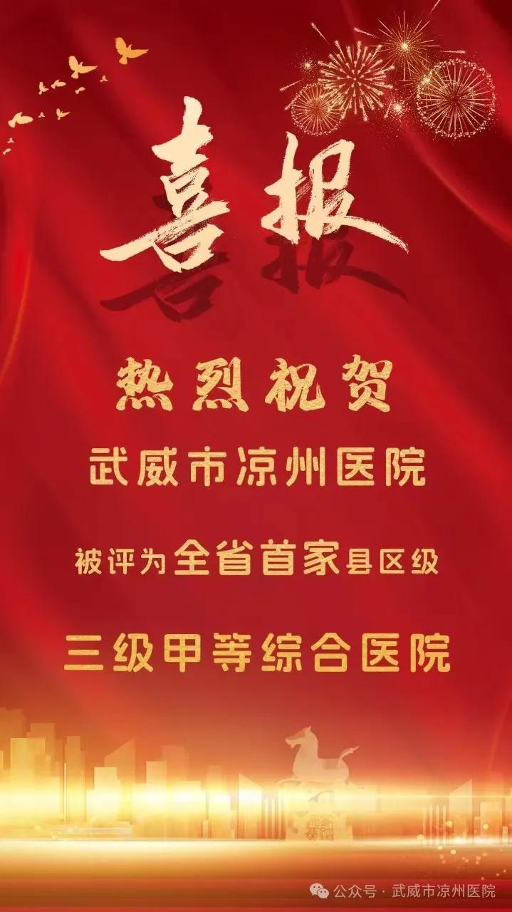 喜报——热烈祝贺武威市凉州医院被评为全省